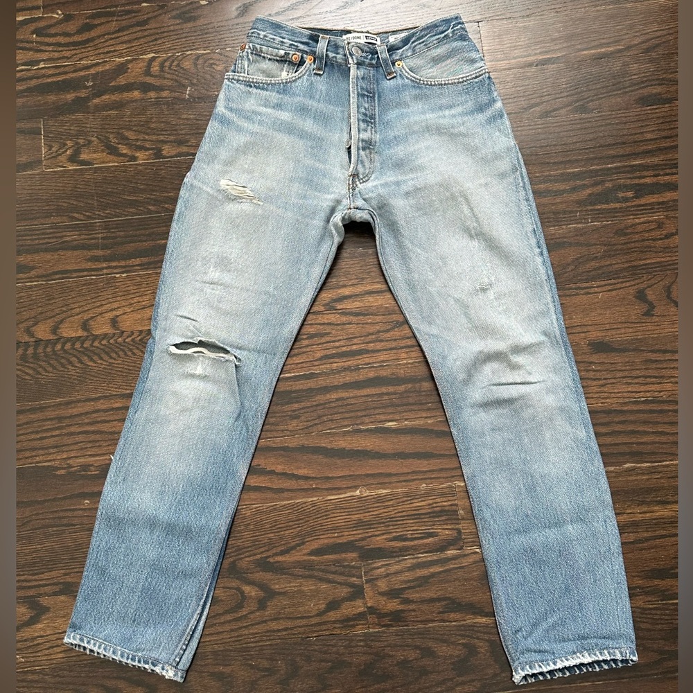 Re/Done Levi’s Skinny Straight Distressed Jeans
